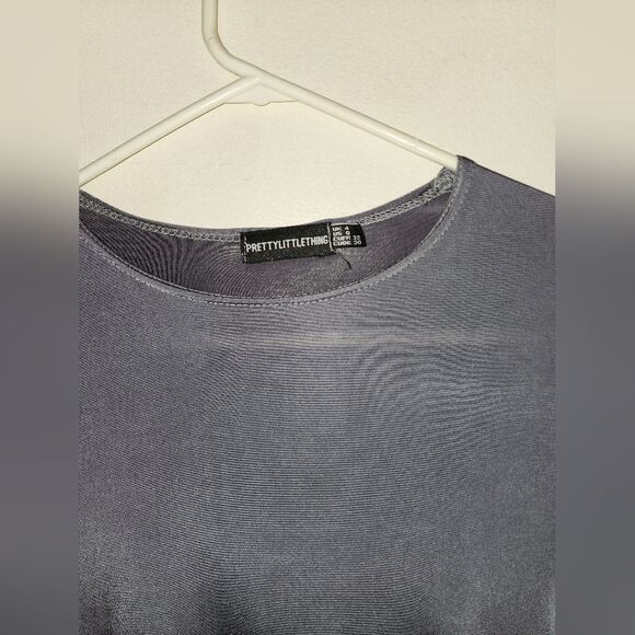 PrettyLittleThing | Women's Long Sleeve Wrapped Dress |Gray |Size 0 - Picture 3 of 4